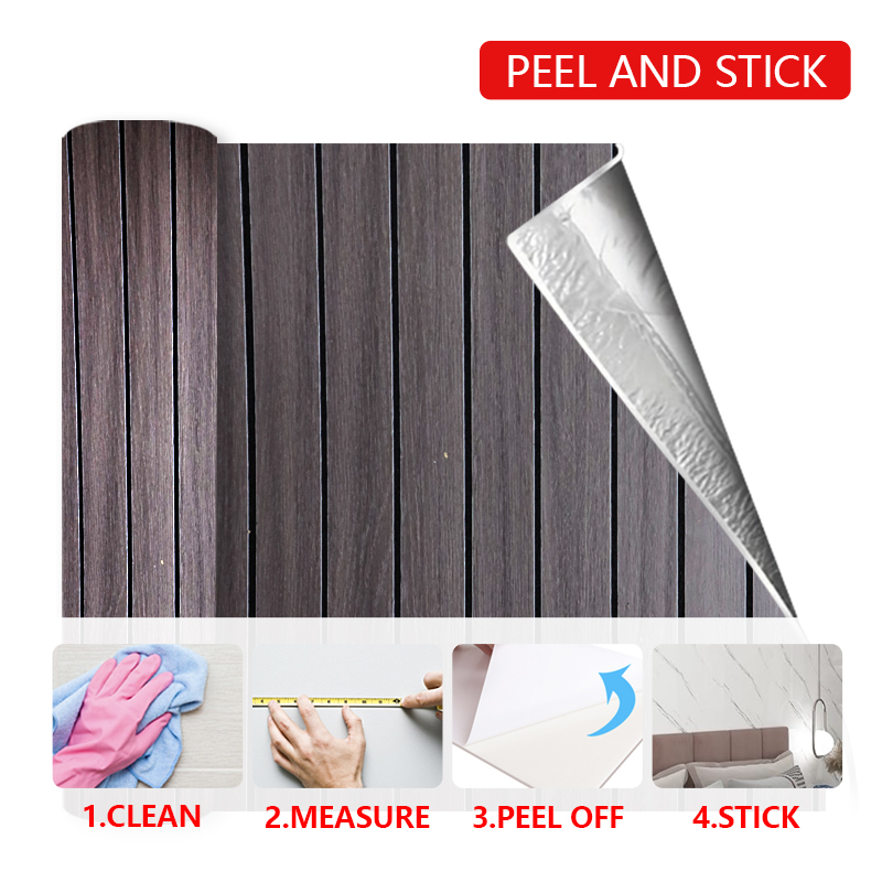 OEM Home Decor 3d grille self adhesive wall sticker Removable wood grain IXPE fluted wall panel sticker
