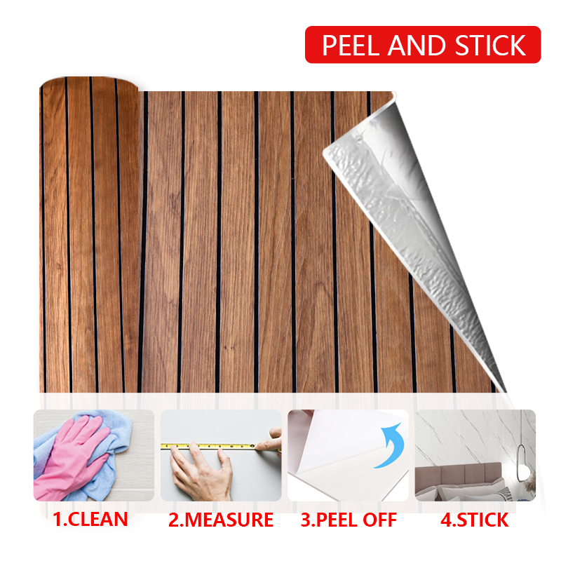 OEM Home Decor 3d grille self adhesive wall sticker Removable wood grain IXPE fluted wall panel sticker