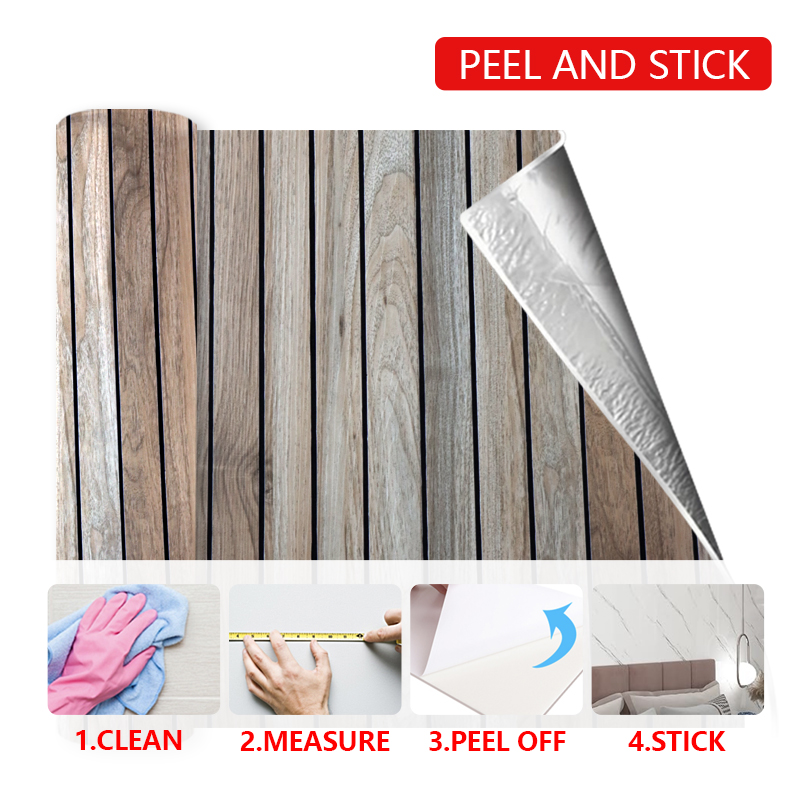 custom color Fluted Wall Stickers wood pattern ixpe self adhesive wall stickers for Living Room and bedroom